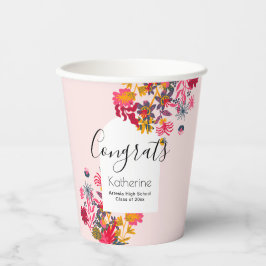 Bohoモダンアーチピンクフローラ卒業パーティー 紙コップ