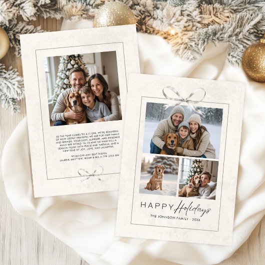 Bohoモダンエレガントフォトコラージュ家族クリスマス シーズンカード