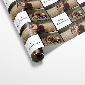 Bohoモダンクリスマスファミリー写真コラージュ ラッピングペーパー