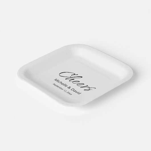 Bohoモダンスクリプカジュアルト結婚式レセプション ペーパープレート (傾斜あり)