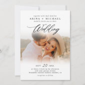 Bohoモダンスタイリッシュの結婚写真 招待状 (正面)