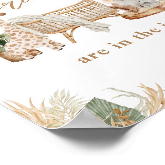 Bohoモダンハートフォントベイビーシャワー推測ゲームサイン ポスター (角)