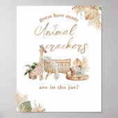 Bohoモダンハートフォントベイビーシャワー推測ゲームサイン ポスター (正面)