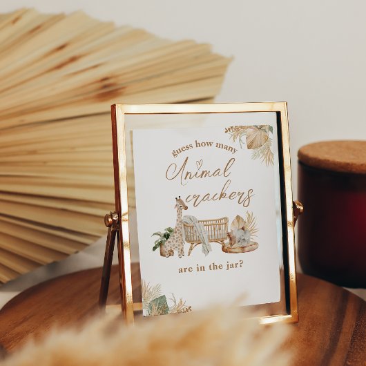 Bohoモダンハートフォントベイビーシャワー推測ゲームサイン ポスター