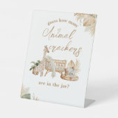 Bohoモダンハートフォントベイビーシャワー推測ゲームサイン 台座サイン (正面)