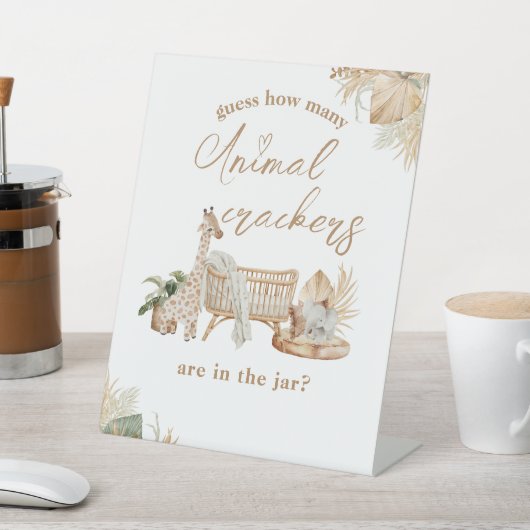 Bohoモダンハートフォントベイビーシャワー推測ゲームサイン 台座サイン (インサイチュ)