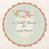BOHOモダンフローラグリーナリーマクラメブライダルシャワー ペーパーコースター (正面)
