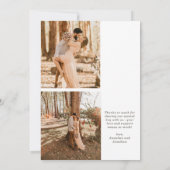 Bohoモダンフローラ数々の写真結婚の サンキューカード (裏面)