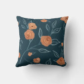 BOHOモダンフローラ水色ネイビーブルーテラコッタ クッション (裏面)