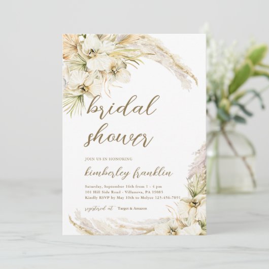 Bohoモダンブライダルシャワー印刷またはデジタル 招待状 (スタンド正面)