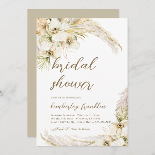 Bohoモダンブライダルシャワー印刷またはデジタル 招待状 (正面/裏面)