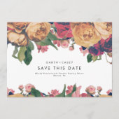 Bohoモダンヴィンテージバラ写真の保存日付 案内状 (正面)