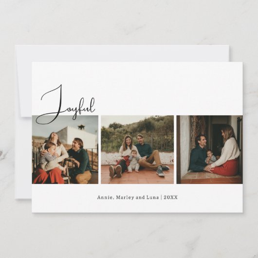 Bohoモダン喜び3枚の写真クリスマス シーズンカード (正面)