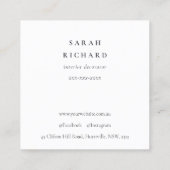 Bohoモダン抽象芸術グリーンホワイトフローラロゴ スクエア名刺 (裏面)