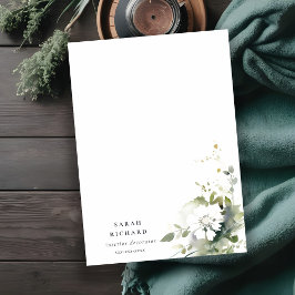 Bohoモダン抽象芸術グリーンホワイトフローラロゴ ノートカード