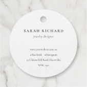 Bohoモダン抽象芸術グリーンホワイトフローラロゴ フェイバータグ (裏面)