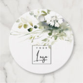 Bohoモダン抽象芸術グリーンホワイトフローラロゴ フェイバータグ (正面)