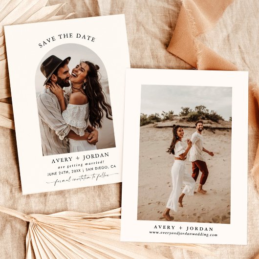 Bohoモダン日付の保存 |フォトミニマリストカード 招待状