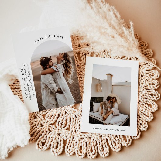 Bohoモダン日付の保存 |フォトミニマリストカード 招待状