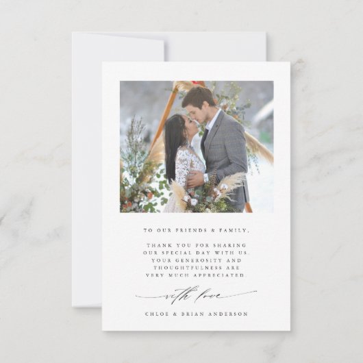 Bohoモダン書道2枚結婚写真 サンキューカード (裏面)