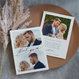 Bohoモダン書道3枚結婚写真 サンキューカード