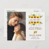 Bohoモダン水彩ひまわり保存日 案内ポストカード (正面/裏面)