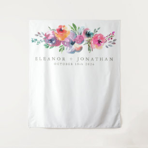 Bohoモダン水彩花写真ブース背景 タペストリー