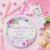 Bohoモダン水彩蝶ガール赤ちゃんシャワー ペーパープレート (パーティー)