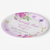 Bohoモダン水彩蝶ガール赤ちゃんシャワー ペーパープレート (アングル)