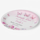 Bohoモダン水彩蝶ガール赤ちゃんシャワー ペーパープレート (アングル)