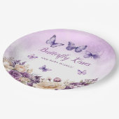 Bohoモダン水彩蝶ガール赤ちゃんシャワー ペーパープレート (アングル)