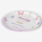Bohoモダン水彩蝶ガール赤ちゃんシャワー ペーパープレート (アングル)