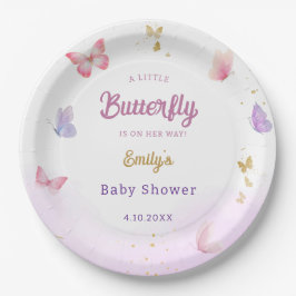 Bohoモダン水彩蝶ガール赤ちゃんシャワー ペーパープレート