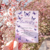 Bohoモダン水彩蝶ガール赤ちゃんシャワー 招待状