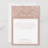 Bohoモダン赤面ピンクフローラエレガント写真 サンキューカード (裏面)