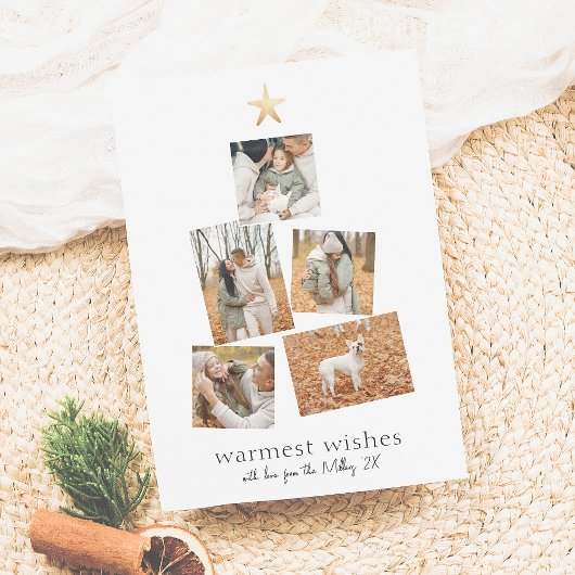 Bohoモダン Christmas Tree 5フォトコラージホリデー シーズンカード