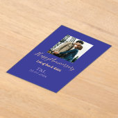 bohoモダン happy anniversary名前blue orange アクリル招待状 (レイダウン)