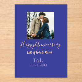 bohoモダン happy anniversary名前blue orange アクリル招待状