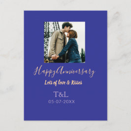 bohoモダン happy anniversary名前blue orange シーズンポストカード