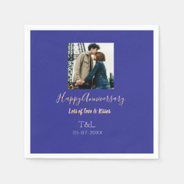 bohoモダン happy anniversary名前blue orange スタンダードカクテルナプキン