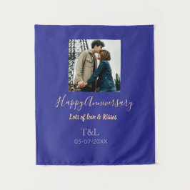 bohoモダン happy anniversary名前blue orange タペストリー