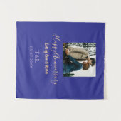 bohoモダン happy anniversary名前blue orange タペストリー (正面(横))