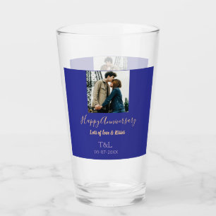 bohoモダン happy anniversary名前blue orange タンブラーグラス