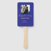 bohoモダン happy anniversary名前blue orange ハンドファン (裏面)