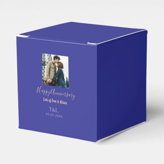 bohoモダン happy anniversary名前blue orange フェイバーボックス (正面サイド)