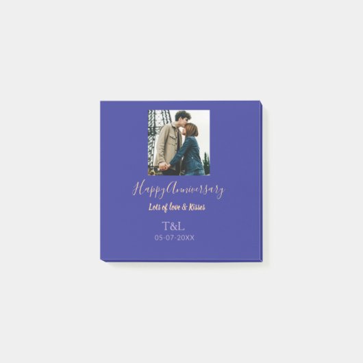 bohoモダン happy anniversary名前blue orange ポストイット (正面)