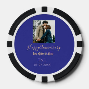 bohoモダン happy anniversary名前blue orange ポーカーチップ