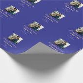 bohoモダン happy anniversary名前blue orange ラッピングペーパー (角)