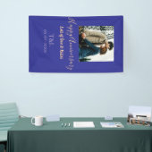 bohoモダン happy anniversary名前blue orange 横断幕 (トレードショー)