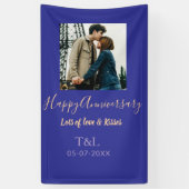 bohoモダン happy anniversary名前blue orange 横断幕 (縦)